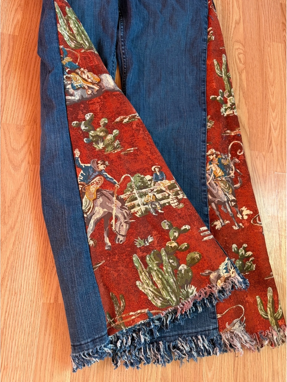 Custom Wide leg Wrangler Western Riding Jeans Size 11/12x34 - Picture 3 of 5